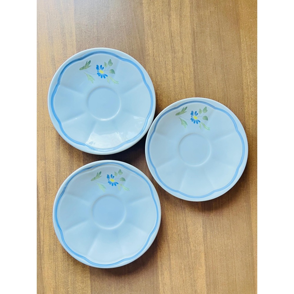 Longchamp Perouges Saucer Hand Painted Bird Floral Lot of 3